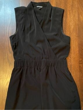 Express Black Sleeveless Wrap-Style Dress With Pockets And Elastic Waist- Large
